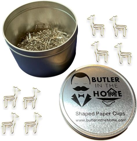 Butler in the Home 100 Count Giraffe Shaped Paper Clips Great for Paper Clip Collectors or Office Gift - Comes in Round Tin with Lid and Gift Box (Brown) in Saudi Arabia