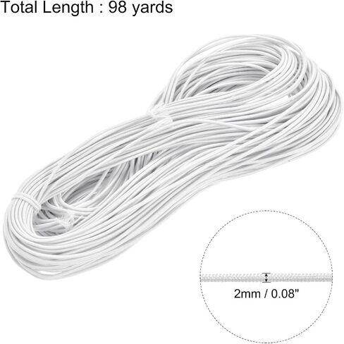 MECCANIXITY 98 Yards(90m) Elastic Cord Bracelets Stretchy String 2mm Black for Jewelry, Bracelets, Necklaces, Beading, Sewing, Crafts in Saudi Arabia