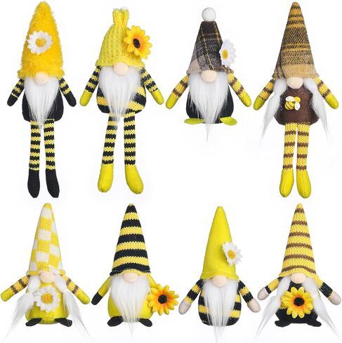 Funoasis 8 قطع صغيرة تلعثم النحل جنوم الزينة الربيع الصيف الخريف أفخم جنوم اليدوية عباد الشمس عطلة صينية طبقات الطاولة الحلي ديكور المنزل in Kuwait