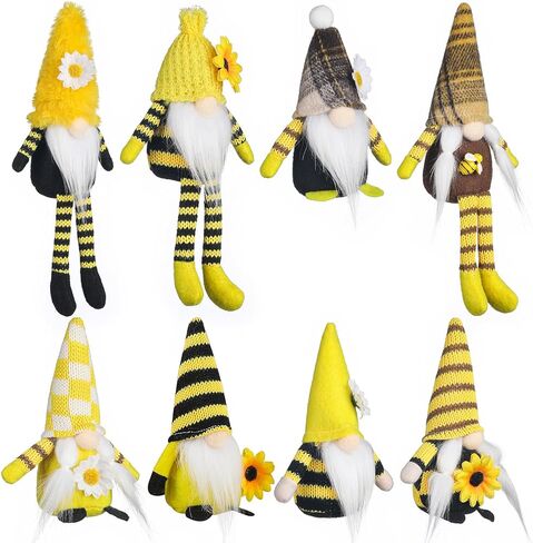 Funoasis 8 قطع صغيرة تلعثم النحل جنوم الزينة الربيع الصيف الخريف أفخم جنوم اليدوية عباد الشمس عطلة صينية طبقات الطاولة الحلي ديكور المنزل in Kuwait