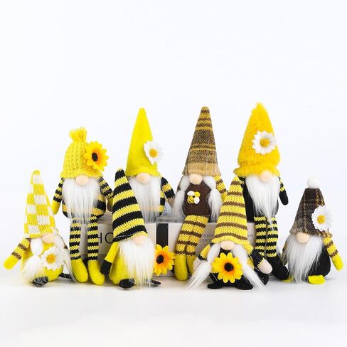 Funoasis 8 قطع صغيرة تلعثم النحل جنوم الزينة الربيع الصيف الخريف أفخم جنوم اليدوية عباد الشمس عطلة صينية طبقات الطاولة الحلي ديكور المنزل in Kuwait