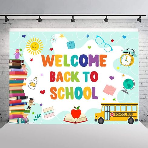 لافتة ديكورات خلفية العودة إلى المدرسة في اليوم الأول من المدرسة للأطفال والمدرسين والحافلات ورياض الأطفال ومرحلة ما قبل المدرسة وخلفية التصوير الفوتوغرافي للفصل الدراسي ومستلزمات دعامات كشك الاستوديو in Kuwait