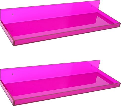 Floating Shelves for Wall Bedroom Bathroom Kitchen Plants Acrylic Floating Shelf 16.5X5.5'' Heavy Duty Adhesive No Drill, Pack of 2, Neon Green in Saudi Arabia