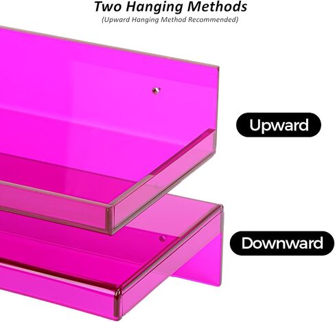 Floating Shelves for Wall Bedroom Bathroom Kitchen Plants Acrylic Floating Shelf 16.5X5.5'' Heavy Duty Adhesive No Drill, Pack of 2, Neon Green in Saudi Arabia