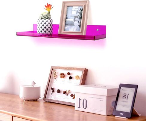 Floating Shelves for Wall Bedroom Bathroom Kitchen Plants Acrylic Floating Shelf 16.5X5.5'' Heavy Duty Adhesive No Drill, Pack of 2, Neon Green in Saudi Arabia