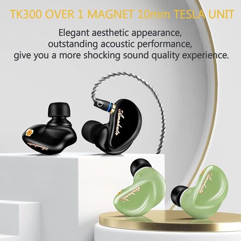 TK300 in Ear Monitor Headphones 10mm Magnetic Dynamic IEM Earphones for Singers Musician on Stage Audifonos Auriculares, MMCX Cable (Black,No Mic) in Saudi Arabia