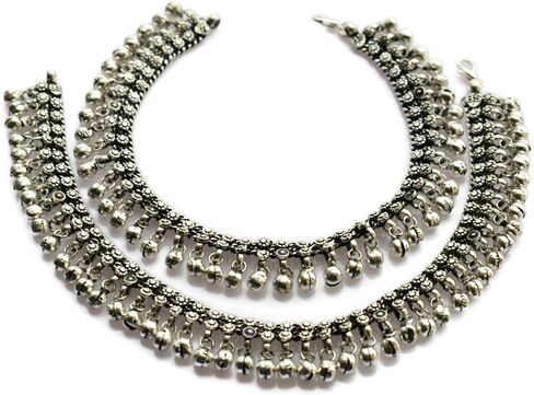 خلخال بوهو قطعتين | سحر الجرس الهندي بايال | فضة ألمانية جميع المعادن غير قابلة للتشويه | أعمال لحام دقيقة مصنوعة يدويًا بحرفية in Kuwait