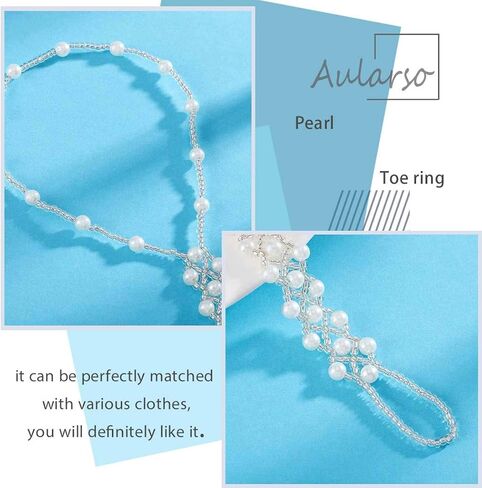 Pearl Barefoot Sandals Beaded Ankle Bracelets Bead Ankle Toe Ring Foot Chain Beach Feet Jewelry for Women and Girls(2PCS) in Saudi Arabia