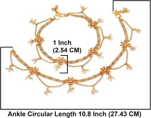 Efulgenz Indian Anklets for Women with LayeChain Antique Gold Tone Boho Gothic Vintage Rhinestone Ankle Bracelet Pair Anklet Set with Faux Pearl Charms Payal Beach Barefoot Feet Jewelry for Women in Saudi Arabia