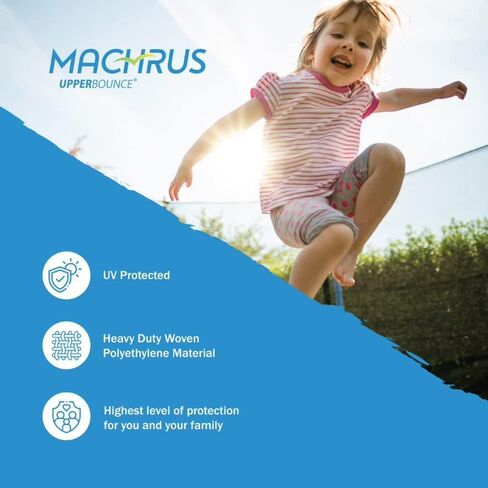 استبدال شبكة الترامبولين الدائرية ذات الارتداد العلوي من Machrus، 7.5FT 8FT 9FT 10FT 12FT 13FT 14FT 15FT 16FT- شبكة أمان للأقواس ذات الأكمام العلوية - غلاف داخلي مع أشرطة - مع جيب مزدوج للتكنولوجيا in Kuwait