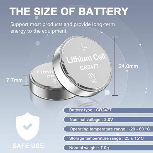 PKCELL CR2477 Battery 3V Lithium Battery Button Coin Cell Batteries(40PCS) in Kuwait