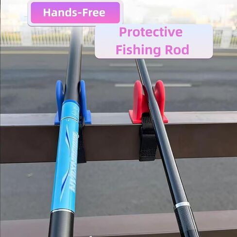 4 Pack Portable Fishing Rod Holder, Special for pier Railing and Boat handrail, Made of Rubber Material. in Kuwait