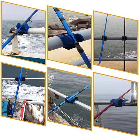 4 Pack Portable Fishing Rod Holder, Special for pier Railing and Boat handrail, Made of Rubber Material. in Kuwait