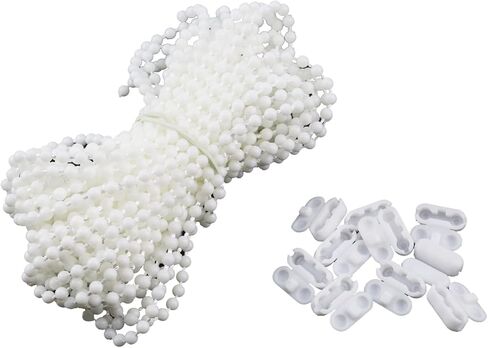 سلك سلسلة خرز أعمى، بكرة بلاستيكية بيضاء وظل روماني إصلاح سلك سلسلة مطرز أعمى مع 10 مشابك موصل (10 ياردات) in Kuwait