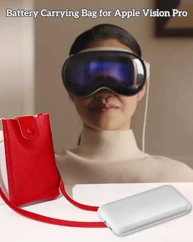 حقيبة حمل البطارية لجهاز Apple Vision Pro، حامل البطارية مع جلد البولي يوريثان وإغلاق مغناطيسي، حقيبة كتف فعالة لحماية البطارية، أسود in Saudi Arabia