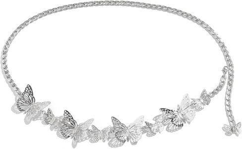Butterfly Waist Chains CZ Belly Body Chain for the Waist Sexy Bikini Hip Hop Metal Belt Jeans Pants Gold/Silver Plated Chain Pocket Wallet Chain Summer Beach Jewelry for Women Girl in Saudi Arabia