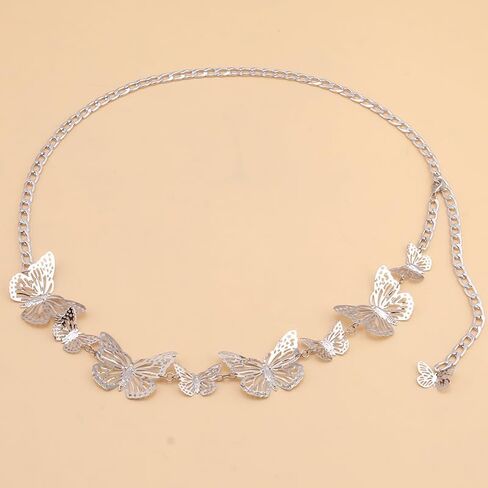 Butterfly Waist Chains CZ Belly Body Chain for the Waist Sexy Bikini Hip Hop Metal Belt Jeans Pants Gold/Silver Plated Chain Pocket Wallet Chain Summer Beach Jewelry for Women Girl in Saudi Arabia