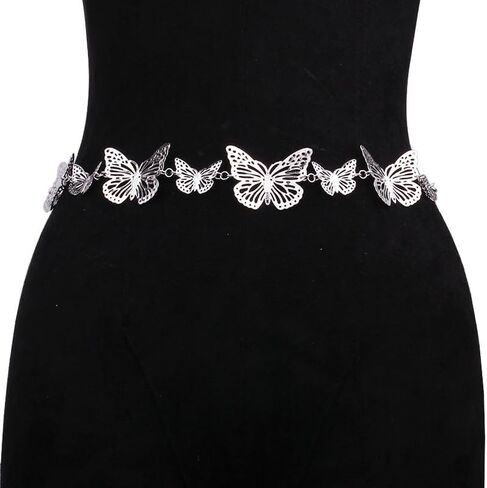 Butterfly Waist Chains CZ Belly Body Chain for the Waist Sexy Bikini Hip Hop Metal Belt Jeans Pants Gold/Silver Plated Chain Pocket Wallet Chain Summer Beach Jewelry for Women Girl in Saudi Arabia