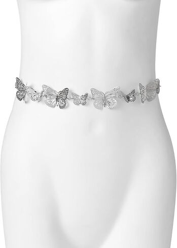 Butterfly Waist Chains CZ Belly Body Chain for the Waist Sexy Bikini Hip Hop Metal Belt Jeans Pants Gold/Silver Plated Chain Pocket Wallet Chain Summer Beach Jewelry for Women Girl in Saudi Arabia