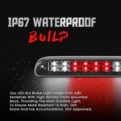 3rd Third Brake Light LED Compatible with 1999-2016 Ford F-250/ F-350/ F-450/ F-550 Super Duty, 1993-2011 Ford Range, 2001-2005 Ford Explorer Sport Trac(Black Smoke) in Kuwait