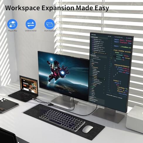 محول DisplayPort إلى HDMI ومنفذ العرض، محول 4K@60 هرتز DP إلى DP وHDMI للشاشات المزدوجة، شاشة MST HDMI ممتدة لسطح المكتب وHP وLenovo وDell وAMD وNVIDIA in Kuwait