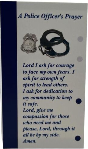 Thin Blue Line and American Flag Lapel Pin Set with Holy Prayer Card in Saudi Arabia