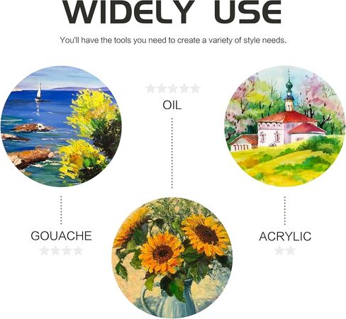 مجموعة 12 قطعة من فرش الطلاء الزيتي، فرشاة طلاء فنية احترافية، مثالية للرسم الزيتي والأكريليك، فرش طلاء زيتية مسطحة، مستديرة، زاويّة، مروحة وبندق، أبيض لؤلؤي. in Kuwait