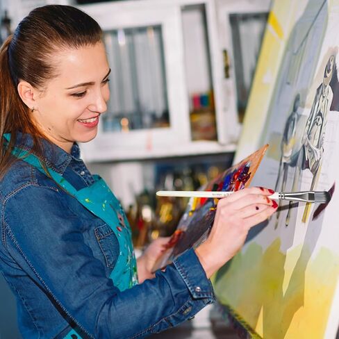 مجموعة 12 قطعة من فرش الطلاء الزيتي، فرشاة طلاء فنية احترافية، مثالية للرسم الزيتي والأكريليك، فرش طلاء زيتية مسطحة، مستديرة، زاويّة، مروحة وبندق، أبيض لؤلؤي. in Kuwait