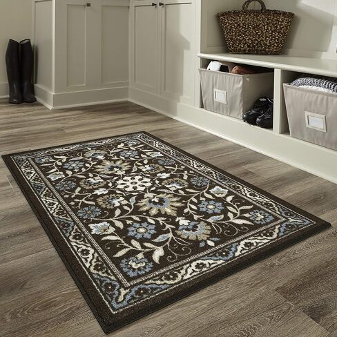 Maples Rugs Florence Kitchen Rugs Non Skid Washable Accent Area Carpet [Made in USA], 1'8 x 2'10, Blue in Saudi Arabia