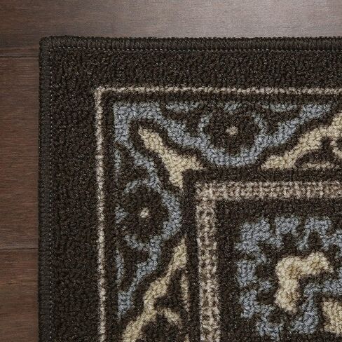 Maples Rugs Florence Kitchen Rugs Non Skid Washable Accent Area Carpet [Made in USA], 1'8 x 2'10, Blue in Saudi Arabia