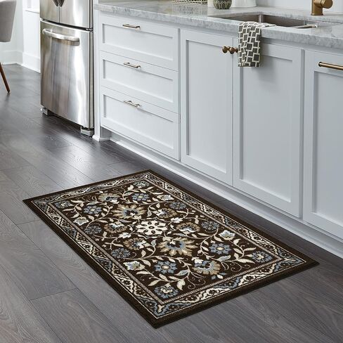 Maples Rugs Florence Kitchen Rugs Non Skid Washable Accent Area Carpet [Made in USA], 1'8 x 2'10, Blue in Saudi Arabia