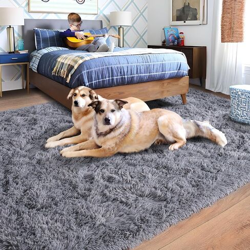 Black Rug for Bedroom Living Room, Area Rugs 4x6 Fluffy Bedroom Rug Carpet, Soft Shaggy Modern Floor Rug for Kids Boys Girls Room, Plush Fuzzy Dorm Rug for Home Decor Aesthetic in Saudi Arabia