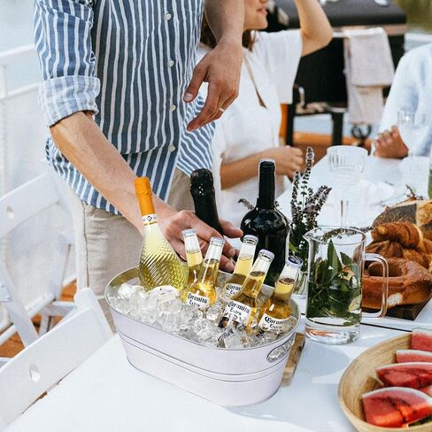 3 Pcs Galvanized Tub 3 Gallon Ice Bucket Large Metal Bucket for Parties Beverage Tub with Handles for Champagne Cocktails Wine Cooling for Mimosa Bar Supplies (White) in Saudi Arabia