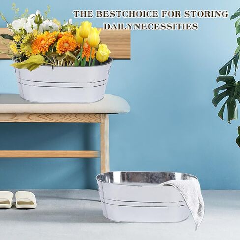 3 Pcs Galvanized Tub 3 Gallon Ice Bucket Large Metal Bucket for Parties Beverage Tub with Handles for Champagne Cocktails Wine Cooling for Mimosa Bar Supplies (White) in Saudi Arabia