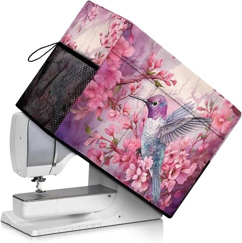 غطاء ماكينة الخياطة المحمول من Hummingbird Cherry Blossom، واقي خياطة قماشي مقاوم للخدوش، متوافق مع معظم آلات الخياطة المنزلية القياسية لديكور المنزل in Kuwait