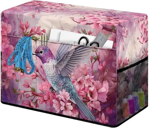 غطاء ماكينة الخياطة المحمول من Hummingbird Cherry Blossom، واقي خياطة قماشي مقاوم للخدوش، متوافق مع معظم آلات الخياطة المنزلية القياسية لديكور المنزل in Kuwait