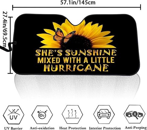 مظلة شمس للزجاج الأمامي من BIGCARJOB Sunflower She's Sunshine - مظلة أوتوماتيكية قابلة للطي من الأكورديون لسيارة شاحنة الدفع الرباعي - تحجب الأشعة فوق البنفسجية وواقي الشمس in Kuwait