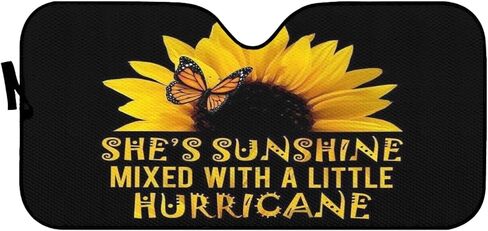 مظلة شمس للزجاج الأمامي من BIGCARJOB Sunflower She's Sunshine - مظلة أوتوماتيكية قابلة للطي من الأكورديون لسيارة شاحنة الدفع الرباعي - تحجب الأشعة فوق البنفسجية وواقي الشمس in Kuwait
