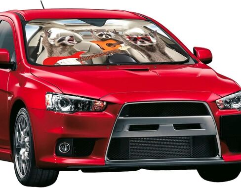 Raccoon Driving1 Car Windshield Sun Shade Sun Visor Sunshade Car Front Window Sunshade Keeps Out Uv Rays Keeps Your Vehicle Cool for Car Truck SUV, Small in Saudi Arabia