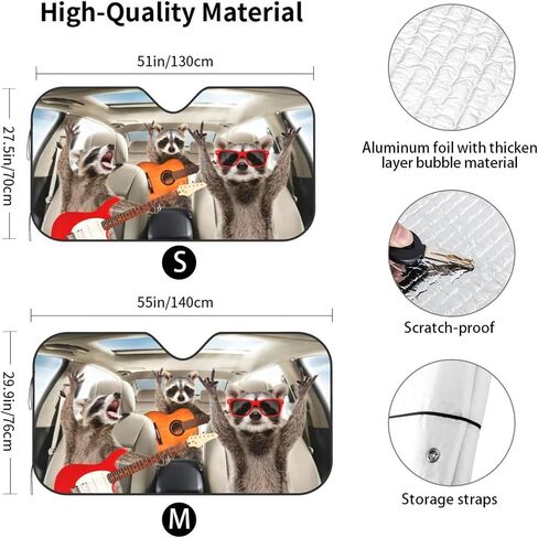 Raccoon Driving1 Car Windshield Sun Shade Sun Visor Sunshade Car Front Window Sunshade Keeps Out Uv Rays Keeps Your Vehicle Cool for Car Truck SUV, Small in Saudi Arabia