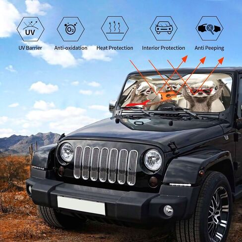 Raccoon Driving1 Car Windshield Sun Shade Sun Visor Sunshade Car Front Window Sunshade Keeps Out Uv Rays Keeps Your Vehicle Cool for Car Truck SUV, Small in Saudi Arabia