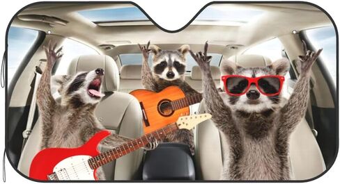 Raccoon Driving1 Car Windshield Sun Shade Sun Visor Sunshade Car Front Window Sunshade Keeps Out Uv Rays Keeps Your Vehicle Cool for Car Truck SUV, Small in Saudi Arabia