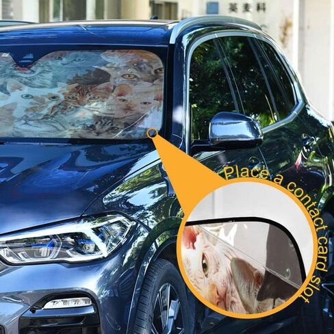 القطط المختلفة الزجاج الأمامي الشمس الظل قابلة للطي لشاحنات الدفع الرباعي سيارة سلالات مختلفة الأكورديون العالمي للطي السيارات نافذة أمامية ظلة قناع درع غطاء حامي 55x27.6 في in Kuwait