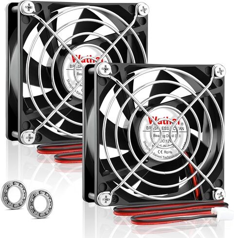 Wathai 80mm 24V DC مروحة تبريد 2Pin 24Volt 80mm x 25mm Brushless 3 بوصة مروحة عالية السرعة لمشاريع عادم التهوية DIY التبريد، 2 حزمة in Kuwait