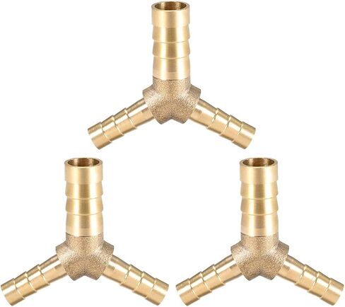 uxcell Tee Brass Barb Fitting Reducer Y Shape 3 Way Fit Hose ID 8x6x6mm 3pcs in Saudi Arabia
