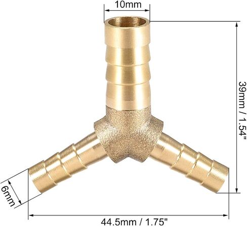 uxcell Tee Brass Barb Fitting Reducer Y Shape 3 Way Fit Hose ID 8x6x6mm 3pcs in Saudi Arabia