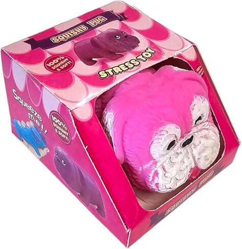Squishy Stretchy Pug (2.5" to 6.5") Rubber Fidget Sensory Toy Filled with Sand. Great Stress Relief Dog Toy for Kids, Adults and Pets. (1 Pack - Neon Pink) in Saudi Arabia