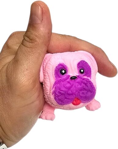 Squishy Stretchy Pug (2.5" to 6.5") Rubber Fidget Sensory Toy Filled with Sand. Great Stress Relief Dog Toy for Kids, Adults and Pets. (1 Pack - Neon Pink) in Saudi Arabia