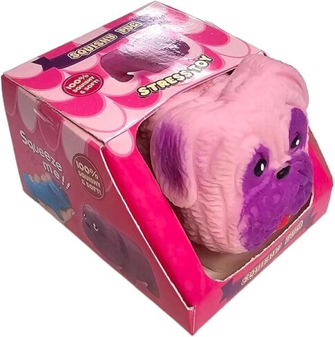 Squishy Stretchy Pug (2.5" to 6.5") Rubber Fidget Sensory Toy Filled with Sand. Great Stress Relief Dog Toy for Kids, Adults and Pets. (1 Pack - Neon Pink) in Saudi Arabia