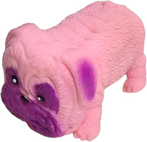 Squishy Stretchy Pug (2.5" to 6.5") Rubber Fidget Sensory Toy Filled with Sand. Great Stress Relief Dog Toy for Kids, Adults and Pets. (1 Pack - Neon Pink) in Saudi Arabia